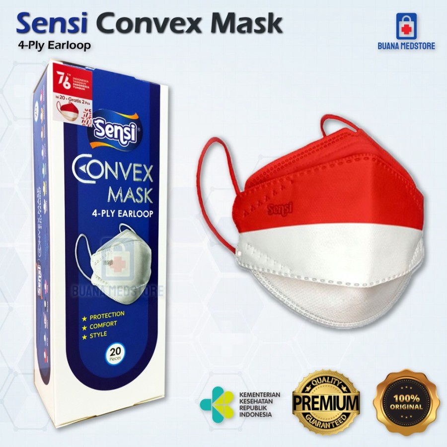 Sensi Convex Mask 4-Ply 20's Earloop (DIJAMIN ASLI)