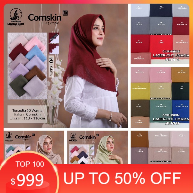 MURAH Jilbab CORNSKIN LC UMAMA - Kerudung Segi Empat Laser Cut 100%ORI