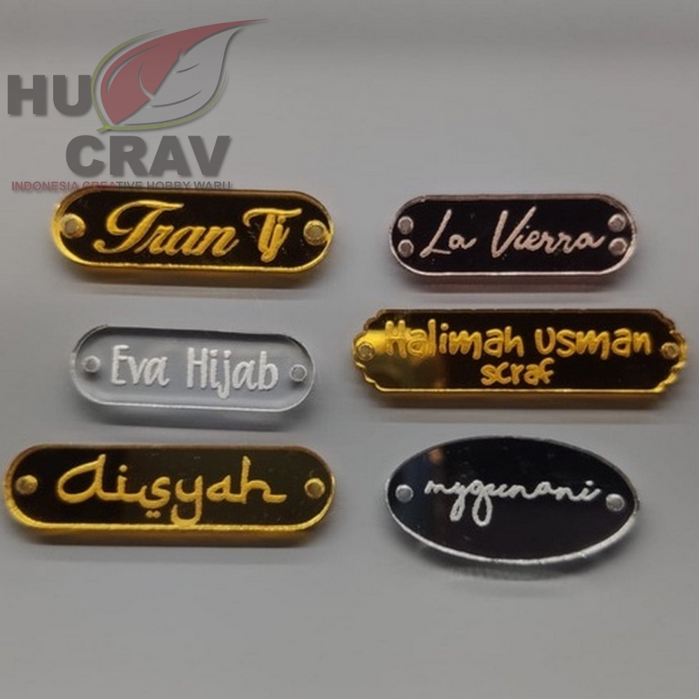 Free Desain Label Rebranding Branding Produk Hijab Pakaian Baju Kerudung Akrilik Custom Hangtag Gami