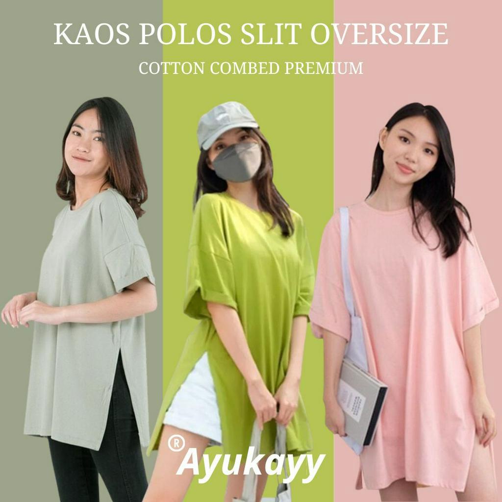 KAOS OVERSIZE T SHIRT WITH HIGH SLIT WANITA