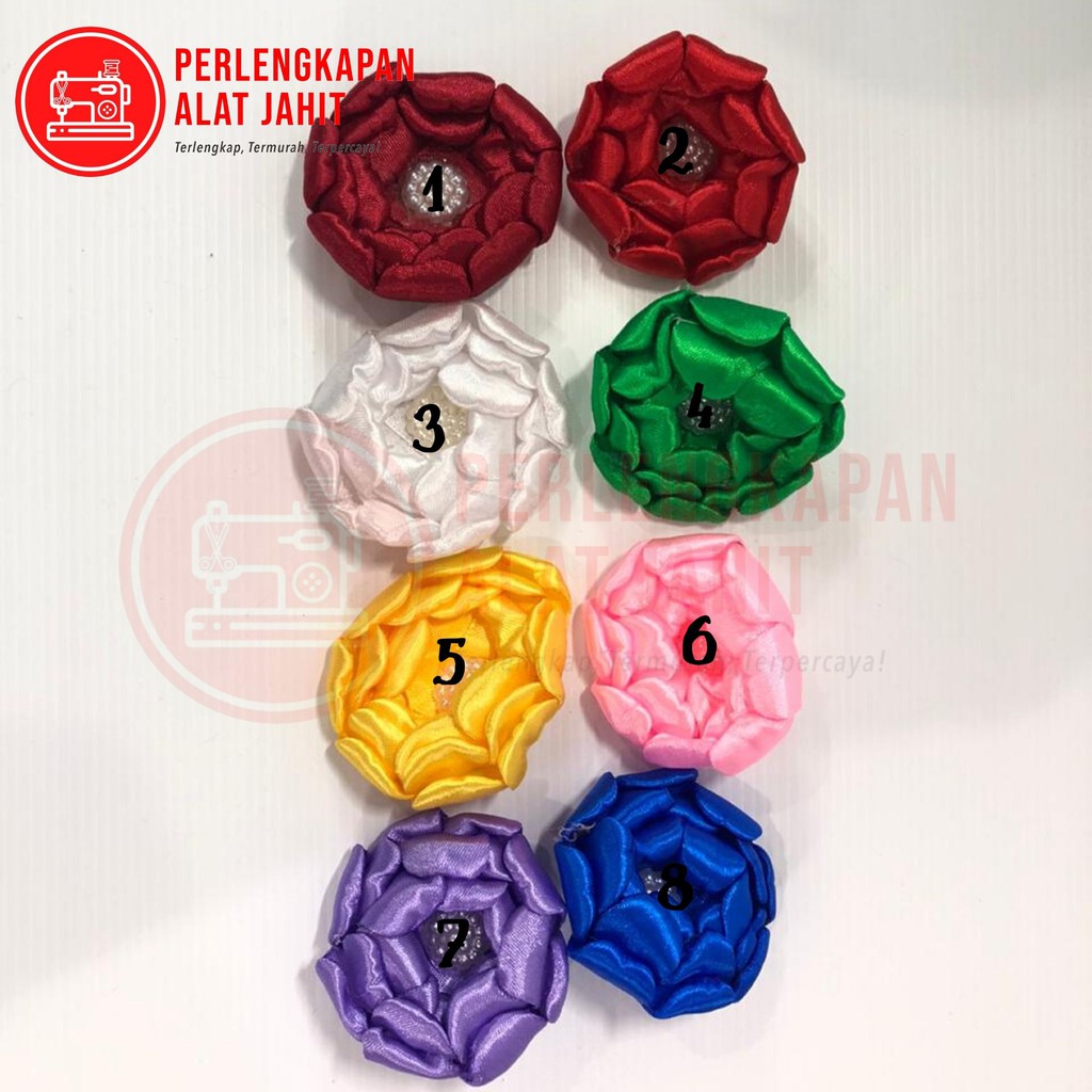 Bunga Satin Kuncup, Aplikasi bunga, Aplikasi Baju, Aplikasi DIY, Aplikasi tempel, Bunga tempel