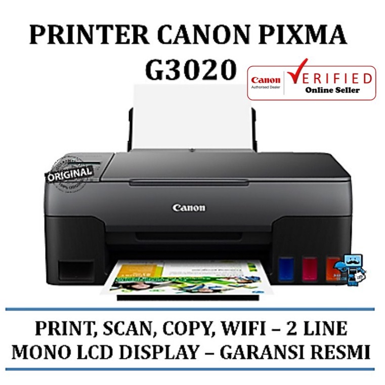 Printer Inkjet Canon Pixma G3020 - Print, Scan, Copy & wifi
