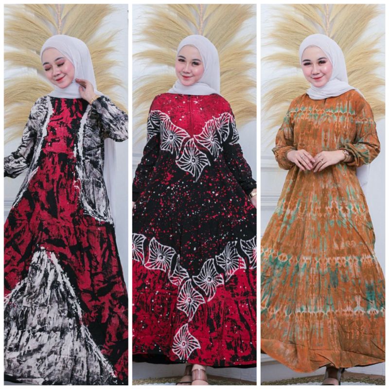 Gamis rayon abstrak malaman  Super //busui TerBaru