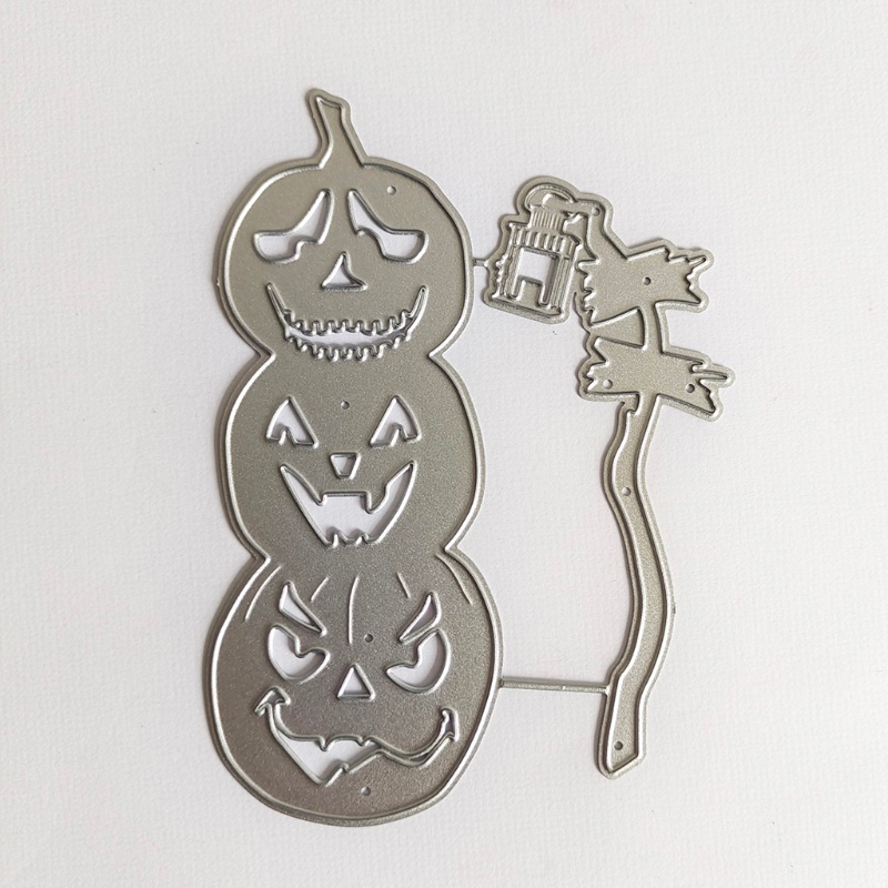 Cetakan Stensil Cutting Dies Motif Labu Halloween Bahan Metal Untuk Scrapbook / Craft DIY