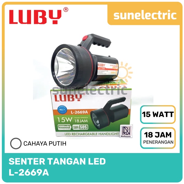 Luby L-2669 A Lampu Senter Emergency 15 Watt Tahan 18 Jam 4800mAH Lithium Lampu SOS LED Rechargeable