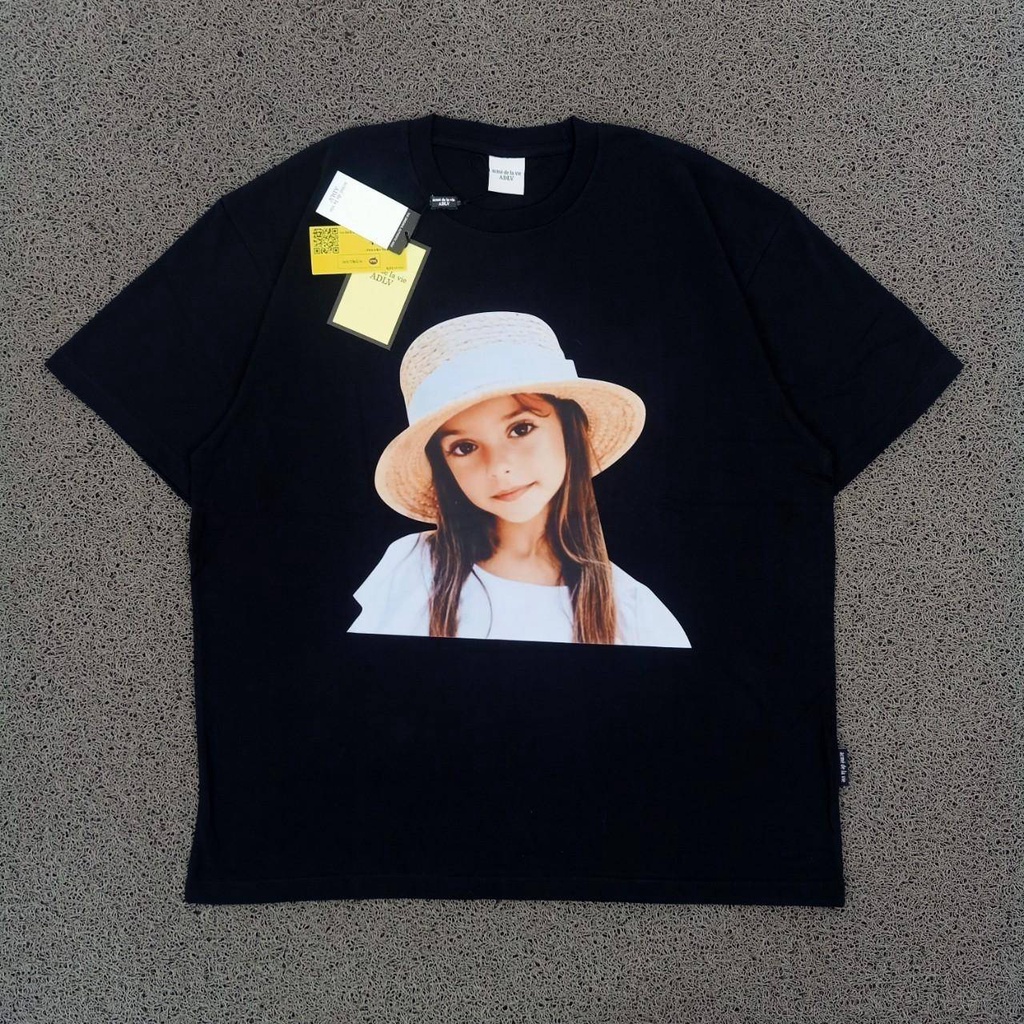 KAOS ADLV HAT GIRL BLACK TEES SHIRT