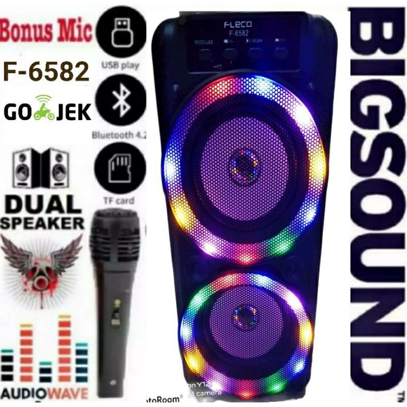 PROMO  Bluetooth Karaoke Fleco F-6582LED/Speaker Bluetooth /Fleco F-6581 Bonus Mic karaoke