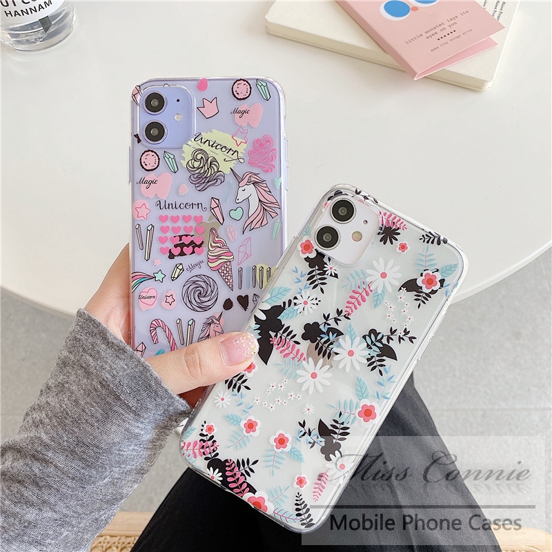 Casing Iphone 6 6s 7 8 Plus 11 Pro Max Xr X Xs Max Gambar Kartun Bunga