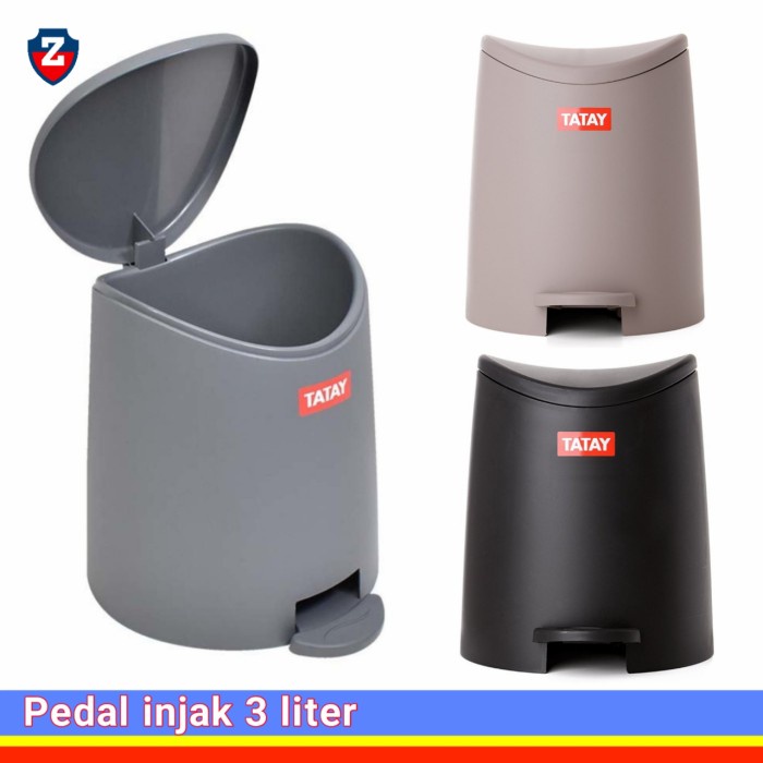 Diskon TATAY Tempat sampah pedal injak 3 liter - Hitam Berkualitas
