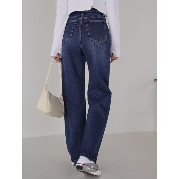 Korean New Women's Loose High Waist Wide Leg pengait celana jeans