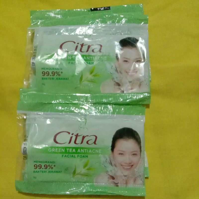 BPOM citra sabun facial foam greentea anti acne ECER sachet 9gr