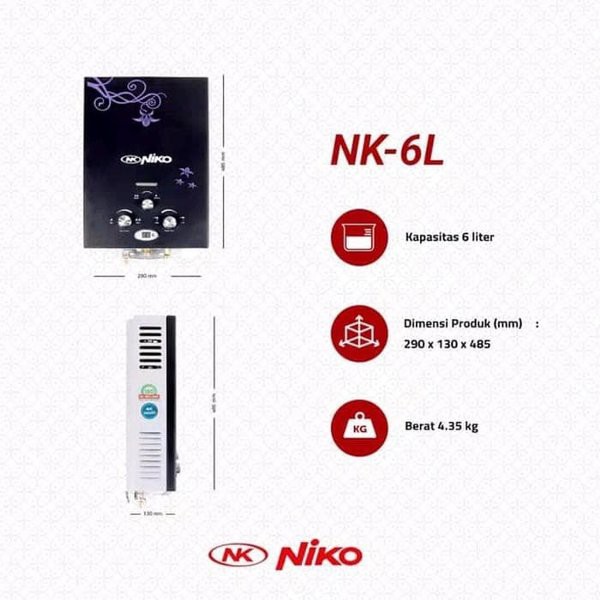 Water Heater Gas NIKO Digital LED Display NK6LDN NK6LDN2