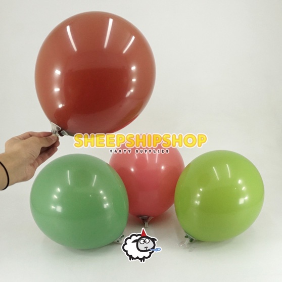 ( ECERAN 1 PCS ) BALON LATEX RETRO YUHANG 12 INCH Warna Dark Rose / Coklat Tua /  Hijau Tentara Army
