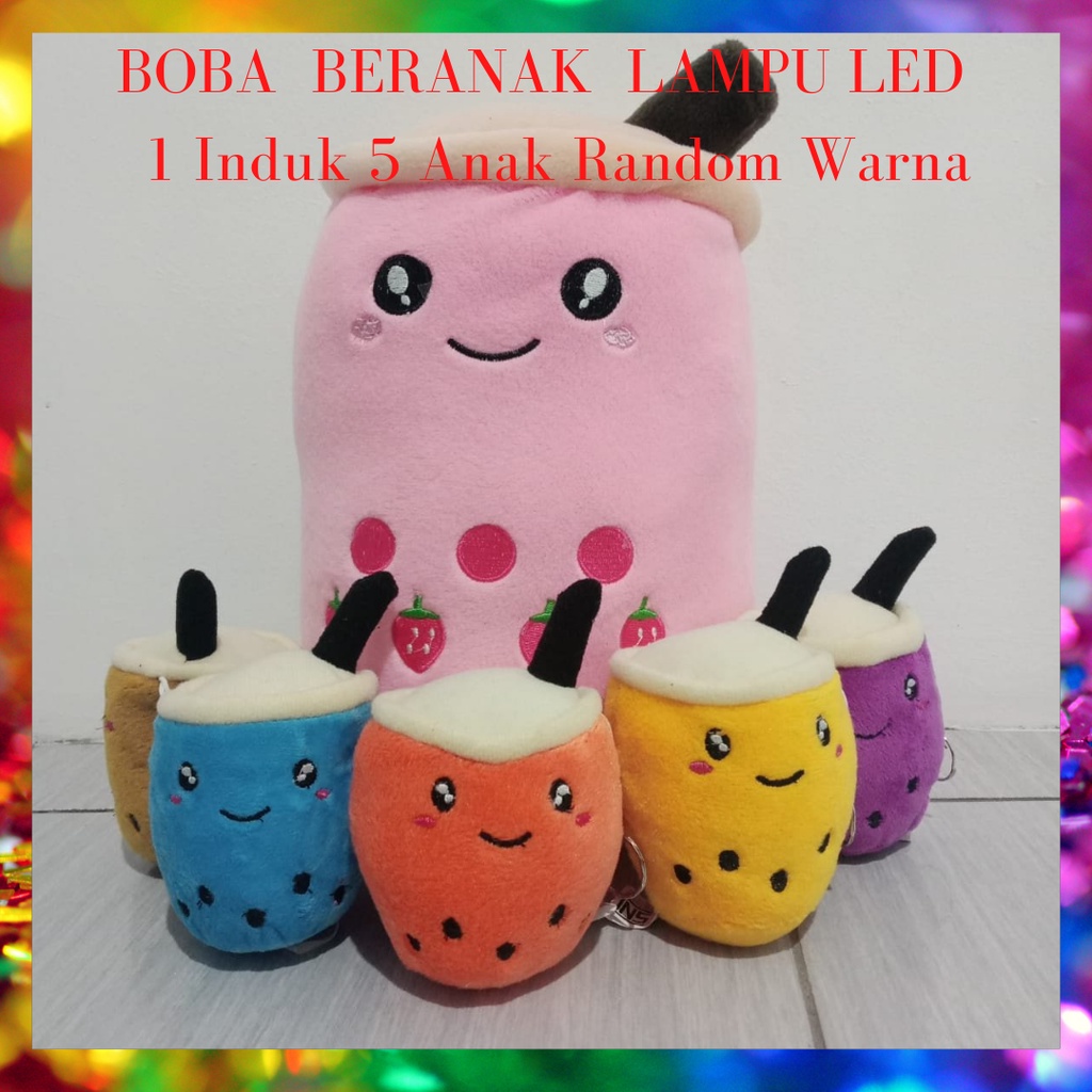 Boneka Boba Beranak Milk Tea Lampu LED Cantik  Kedip Mewah