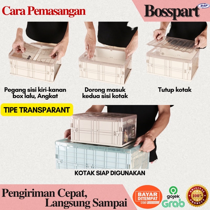 Kotak Penyimpanan Lipat Serbaguna / Box Lipat 30L / Folding Storage Portable Box / Container Tempat Baju / Kotak Keranjang Lipat 30 Liter