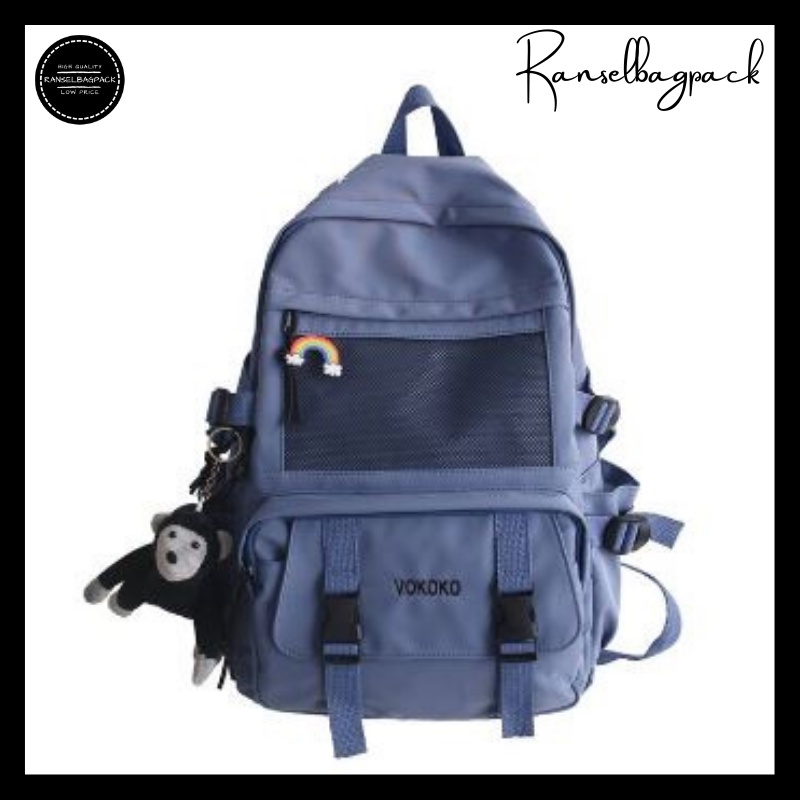 Tas Ransel Punggung Backpack Kanvas Bahu Simple Kekinian Model Kasual Termurah Terbaru Korea Remaja Travel Baru Multifungsi Backpack Pria Wanita Cewek Cowok 002