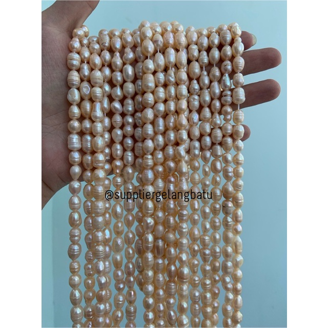 Bahan Mutiara Air Tawar Barok PEACH 8 x 12mm OVAL fresh water pearl