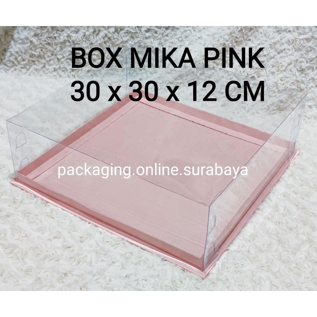 

BOX MIKA PINK UK 30X30X12 CM CAKE CUPCAKE SOUVENIR HANTARAN PUDING TART DUS EMAS KARTON TEBAL POS