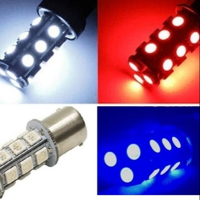 Lampu Rem Mobil Motor Bayonet Kaki 2 12 volt Nyala Kedip 18 Led