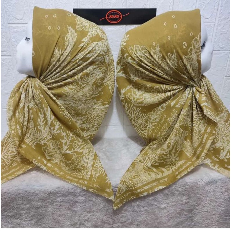 HIJAB DENAY SEGIEMPAT MOTIF AKAR LIME