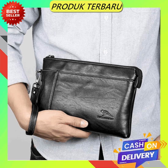 Clutch Pria Anti Air Tas Tenteng Import Laki Laki Tas Genggam Multifungsi B3G5 Cowok Kulit Pouch Mur