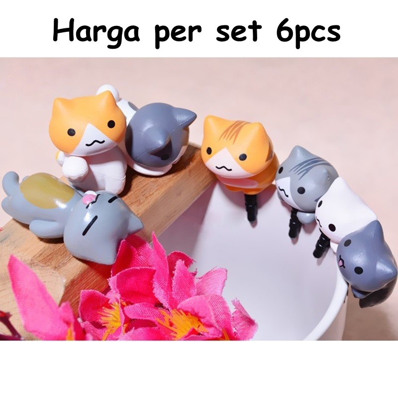 HARGA 6 PCS - DUST PLUG PLUGGY CUTE CATS 3.5mm Anti dust Dirt-resistant Earphone - ANTI DEBU