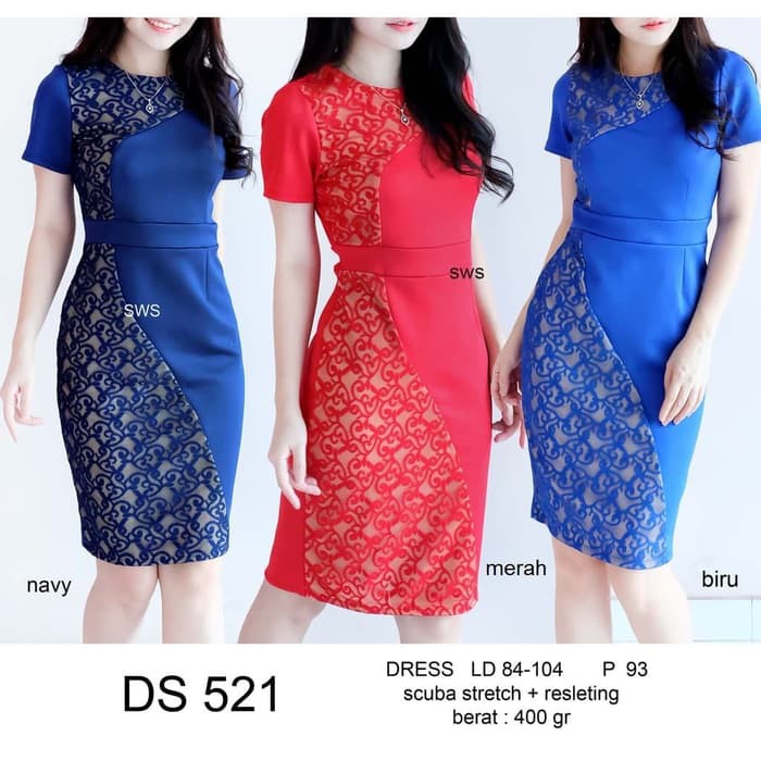 Dress Brukat Mini Minidress Baju Gaun Wanita Murah Brokat Pendek Pesta