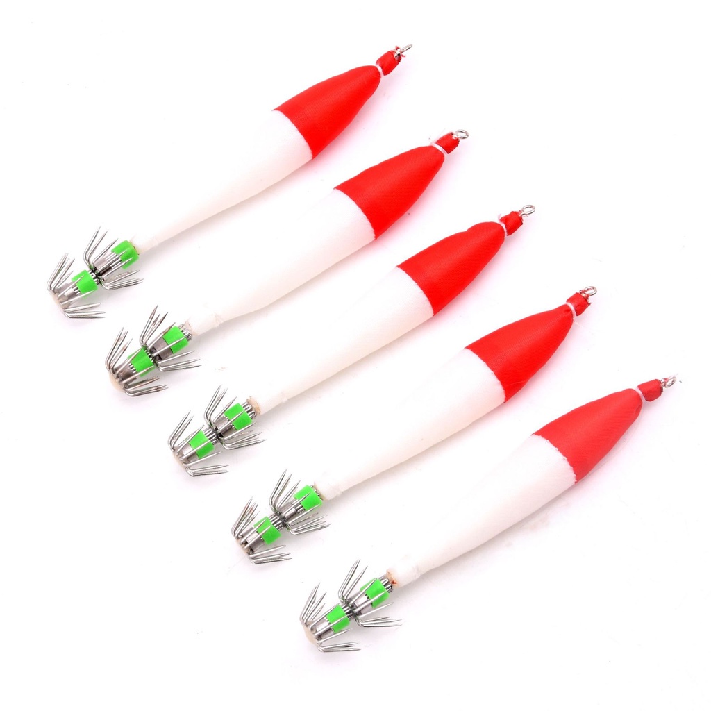 5pcs Kail Pancing 10.5cm / 6.3g Bahan Stainless Steel Luminous Untuk Cumi-Cumi
