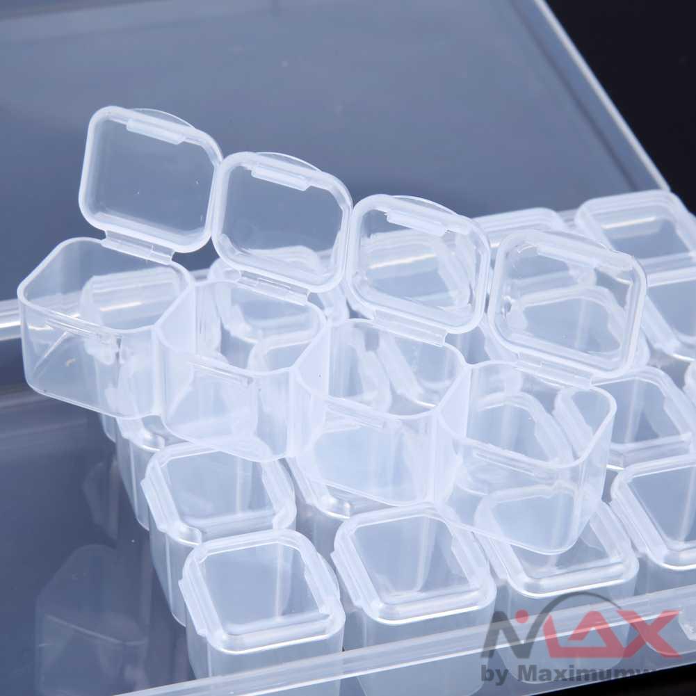 Kotak Penyimpanan barang kecil organizer box Perhiasan jarum bros part elektronik cincin bros Separate elektronik baut mur kancing benang Box 28 Slot cincin gelang kalung emas perak bros 28 Grids Plastic Pill Case Storage Box Case Convenient Medicine