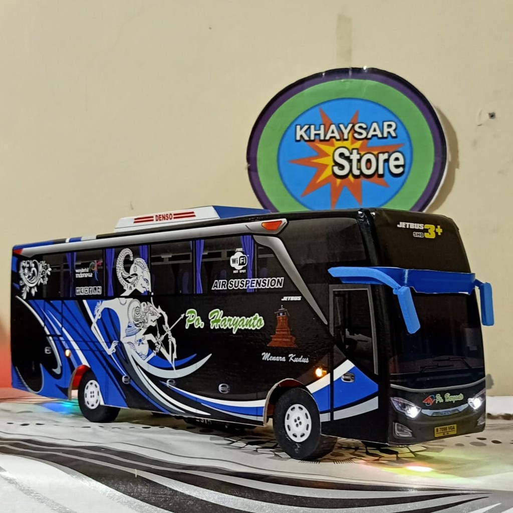 miniatur bus HARYANTO Rama Shinta BIRU PLUS LAMPU