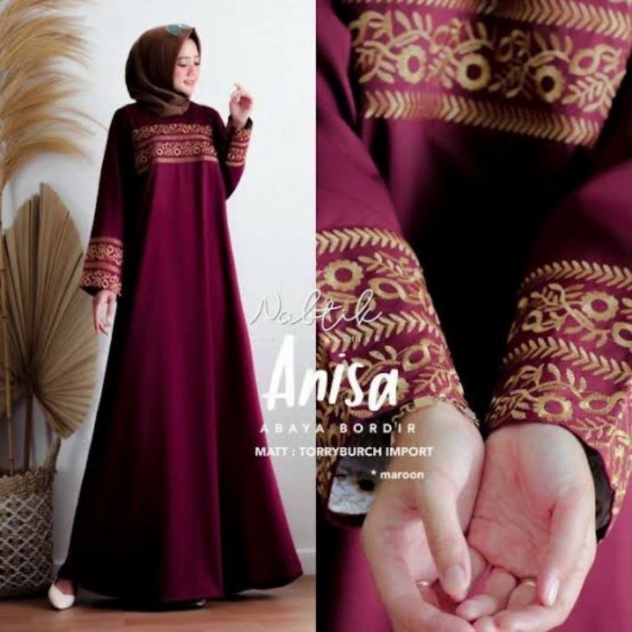 TERBARU     ANISA ABAYA BORDIR WANITA/ GAMIS BORDIR WANITA MURAH