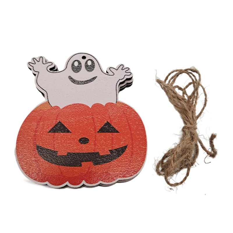 13pcs Ornamen Gantung Desain Labu Hantu Halloween Dengan Tali