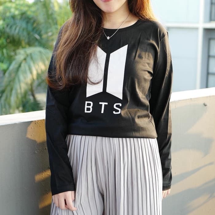 murah BAJU KAOS LENGAN PANJANG BTS ARMY TUMBLR TEE UNTUK CEWE T-SHIRT COTTON