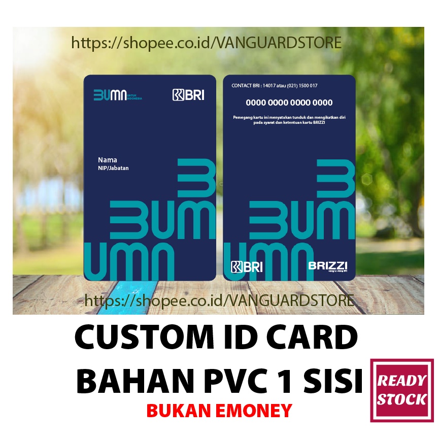 KARTU PVC CUSTOM DESIGN ID CARD BUMN TERBARU BANK BRI BAHAN PVC - 2 SISI