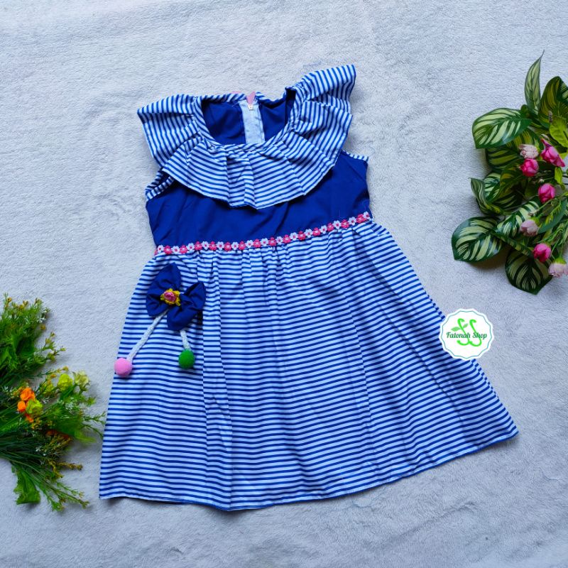 Dress Anak 1 2 tahun strip singlet Lala gaun anak cewek perempuan Fatonah Shop nana singlet ( dress nana strip )