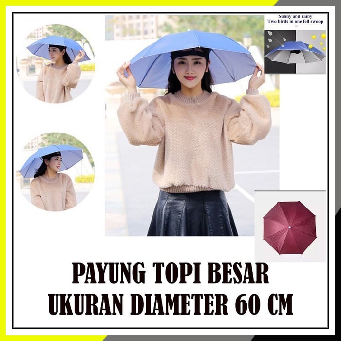 [0316] Payung Topi Ukuran Besar 60cm Payung Kepala Diameter 60 Cm