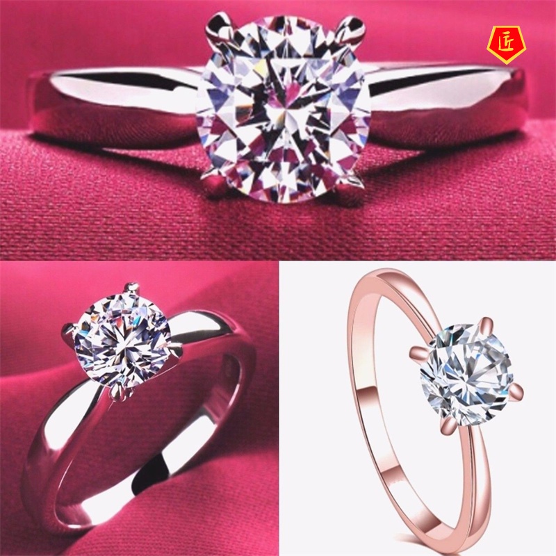 [Ready Stock]Classic Unique Women Diamond Ring 14K Rose Gold
