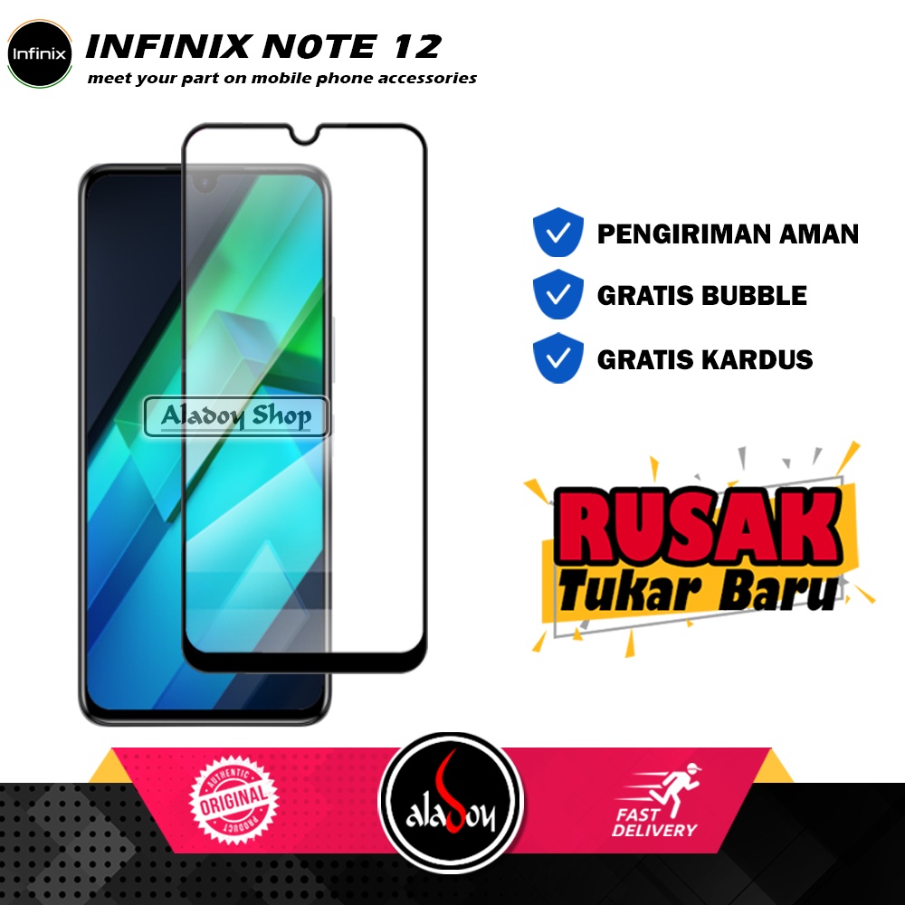 Case Infinix Note 12 2022 Armor Fushion Transparent Casing + Tempered Glass Full Layar dan Skin Carbon