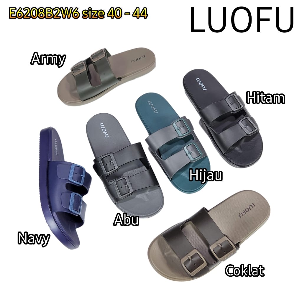 LUOFU ORIGINAL jelly sandal karet empuk murah pria selop sandal cowok import ban 2 sendal E6208B2W6