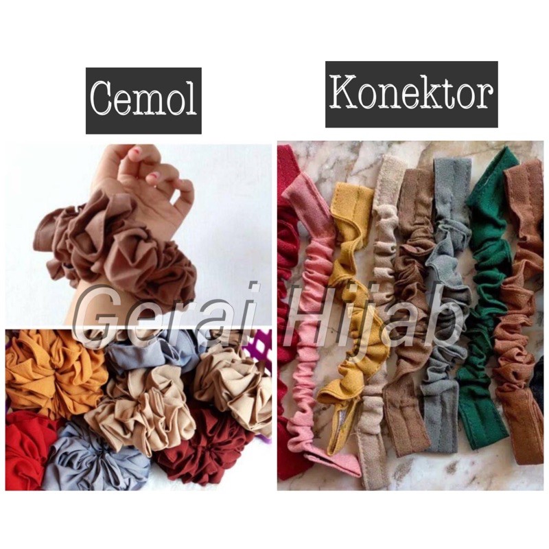 DAPAT 10 PCSCEMOL KUNCIRA  CEPOL SCRUNCHIE JILBAB/IKAT RAMBUT