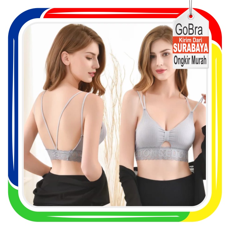 Gobra ♕ PW087 Bra Wanita Renda Seksi Model Tali Lilit Wanita Fashion Tanktop Import COD