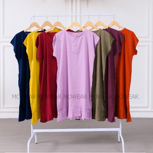 MOWEAR - [Bisa COD] Daster ruffle polos | Daster ruffle rayon | Daster rempel pendek | daster rempel