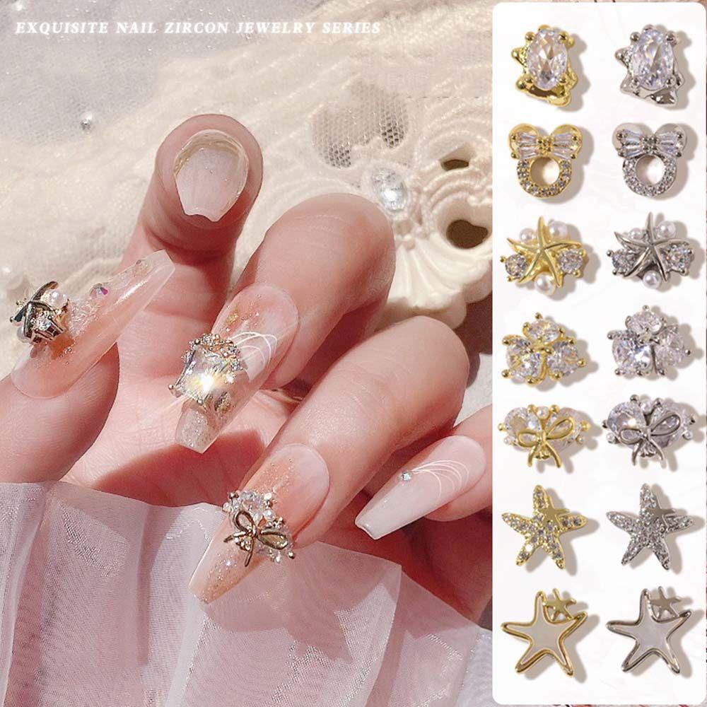 Mxbeauty Ikatan Simpul Kuku Berlian Imitasi Mewah Fashion Emas &amp; Perak Manicure Nail Art Ornamen Zirkon Mutiara Dekorasi Kuku