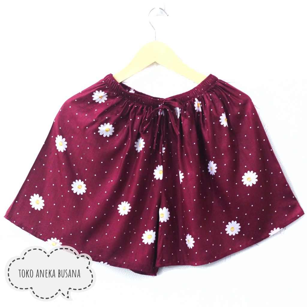 Celana Pendek Wanita Motif Bahan Rayon Adem Short Pants Harian Santai