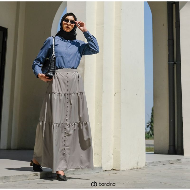 Ariana- Rok Susun Rayon Jumbo Premium Rok Susun Kancing Depan