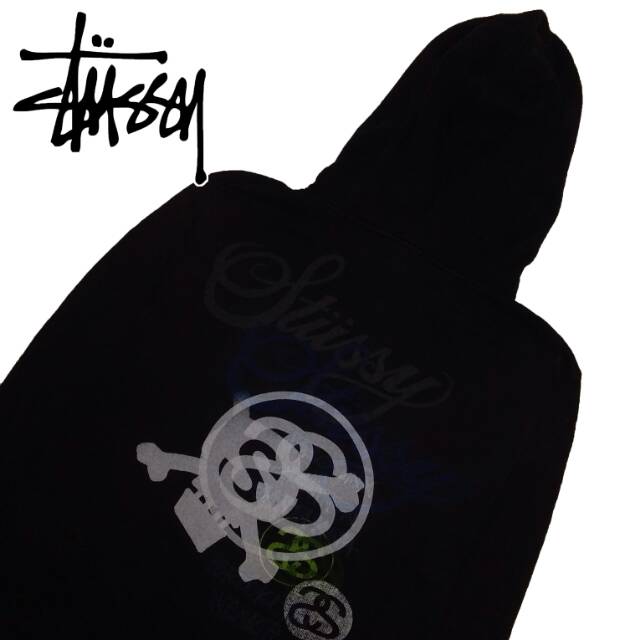Jaket Zip Hoodie Stussy Skull World Tour Second Preloved Bekas Original