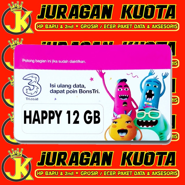 VOUCHER PAKET DATA 3 (THREE) HAPPY 12GB - VOUCHER THREE HAPPY