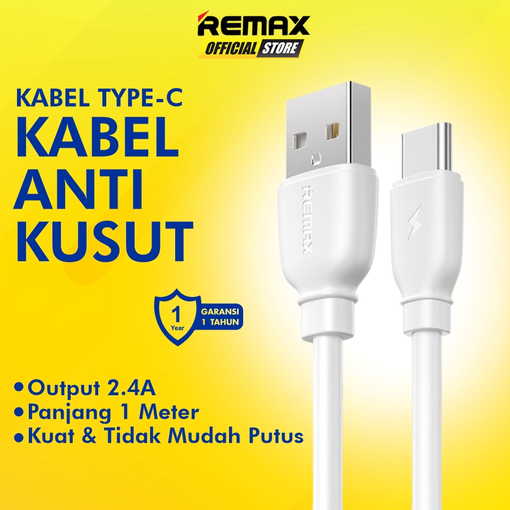 Kabel Data USB Type C Remax RC-138A Suji Pro 2.4A Fast Charging Cable