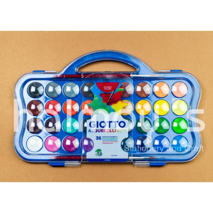

(TERLARIS) CAT AIR / WATER COLOUR GIOTTO 36 MINI BLOCK WATER COLOUR + 2 KUAS