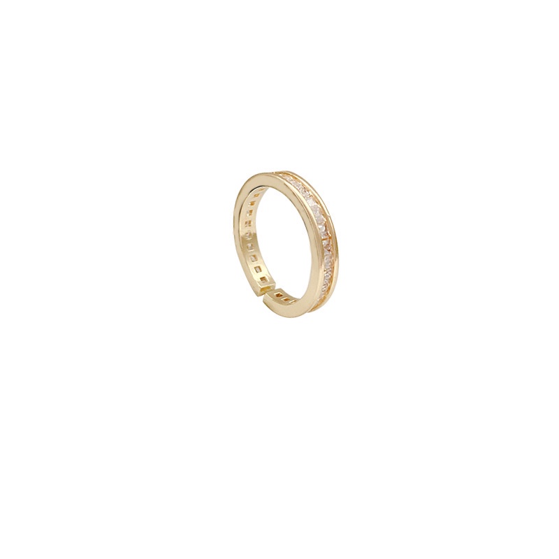 Cincin Jari Telunjuk Desain Geometri Hias Zircon Gaya Mewahsimple Untuk Wanita